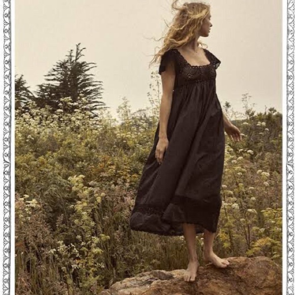 Doen Black Crochet Maxi Dress